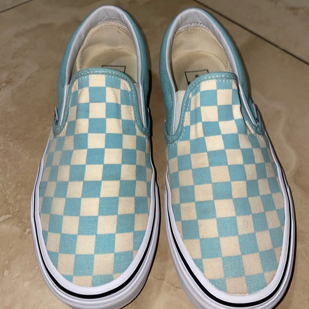 Aqua checkered vans
